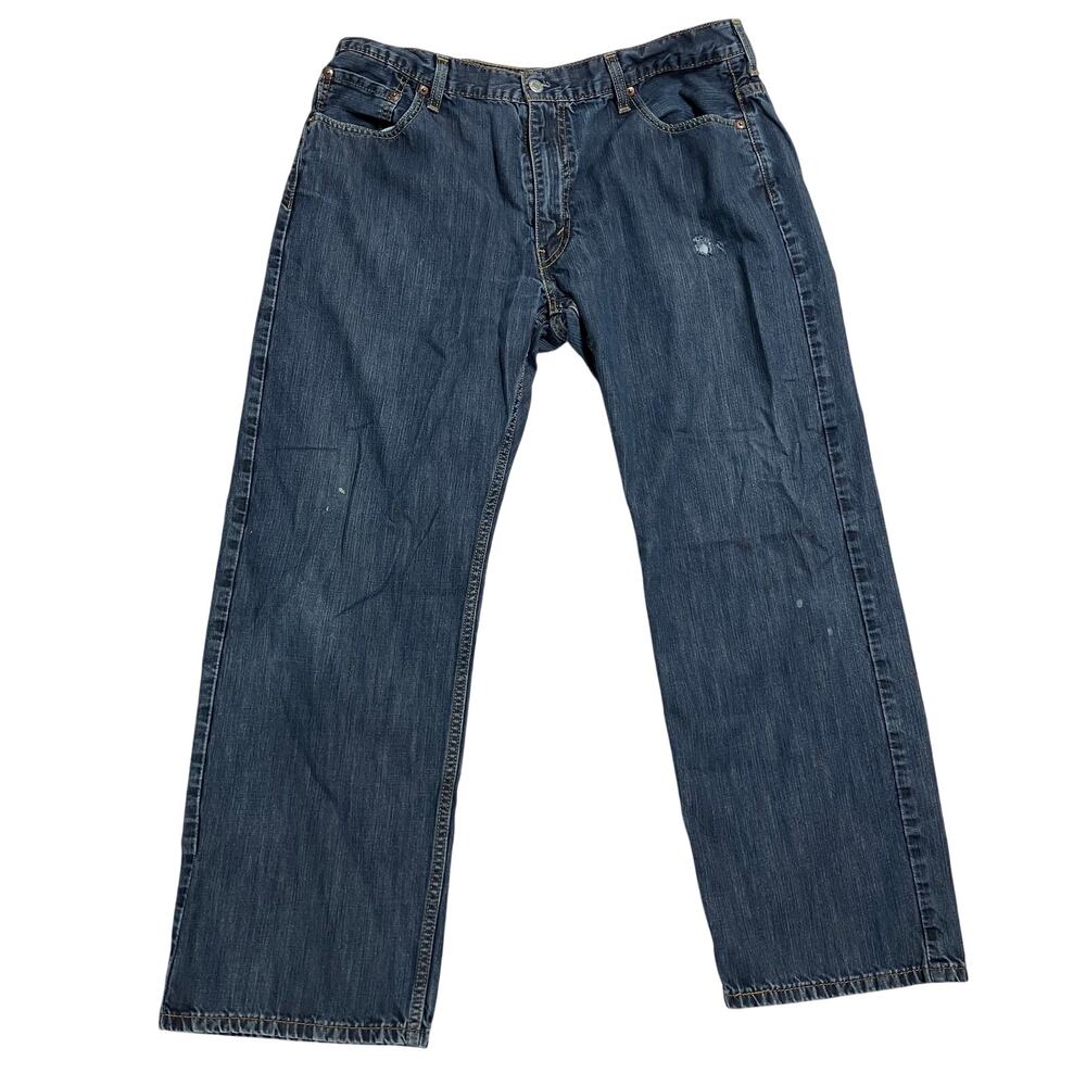 Levi's 569 Jeans Mens 36 x 32 Dark Wash Loose Straight Denim Distressed Baggy